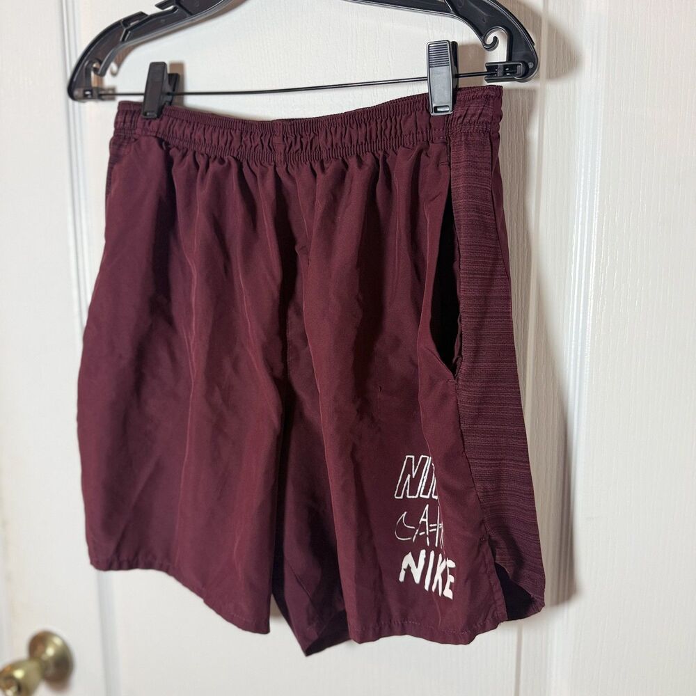 Nike Air Mens Dri-FIT Shorts Burgundy Maroon Running Athletic Graphic Large